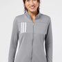 Adidas Womens 3 Stripes Double Knit Moisture Wicking 1/4 Zip Sweatshirt w/ Pockets - Grey