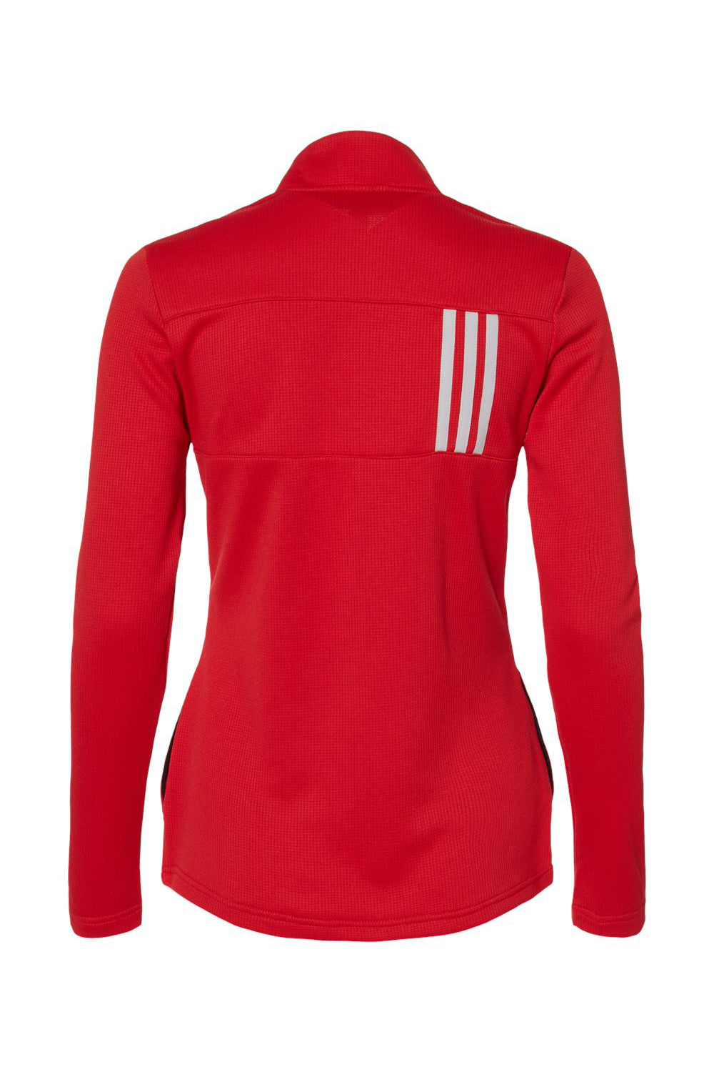 Adidas A483 Womens 3 Stripes Double Knit Moisture Wicking 1/4 Zip Sweatshirt Team Collegiate Red/Grey Flat Back