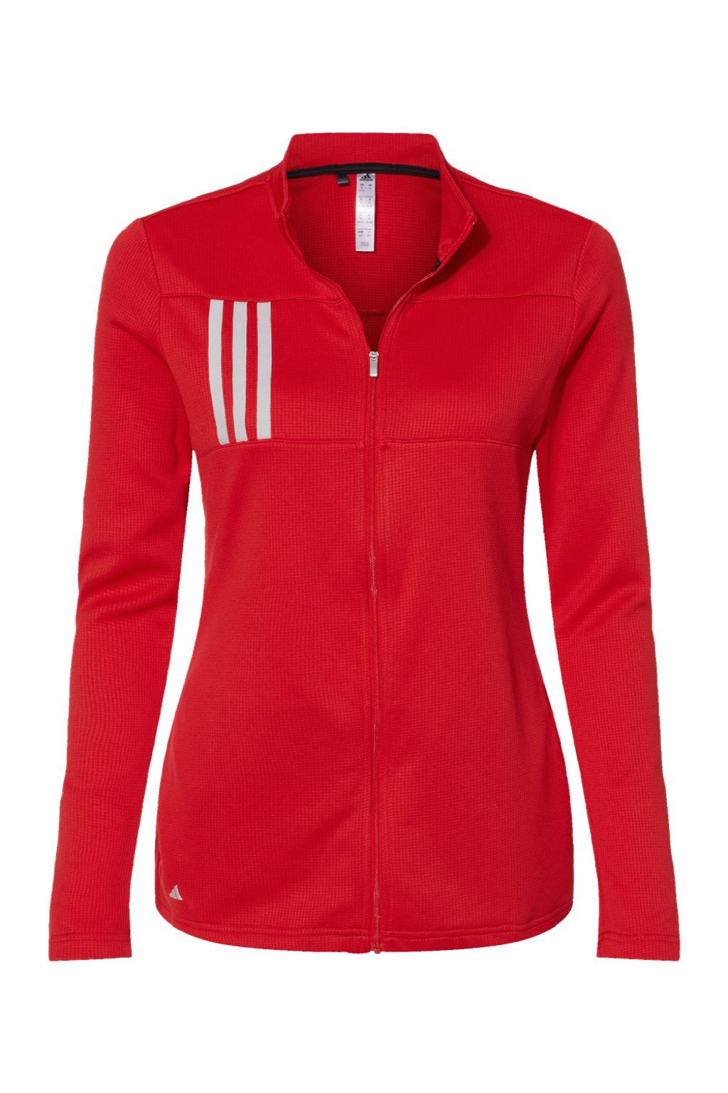 Adidas A483 Womens 3 Stripes Double Knit Moisture Wicking 1/4 Zip Sweatshirt w/ Pockets Team Collegiate Red Flat Front