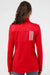 Adidas A483 Womens 3 Stripes Double Knit Moisture Wicking 1/4 Zip Sweatshirt w/ Pockets Team Collegiate Red Model Back