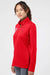 Adidas A483 Womens 3 Stripes Double Knit Moisture Wicking 1/4 Zip Sweatshirt Team Collegiate Red/Grey Model Side