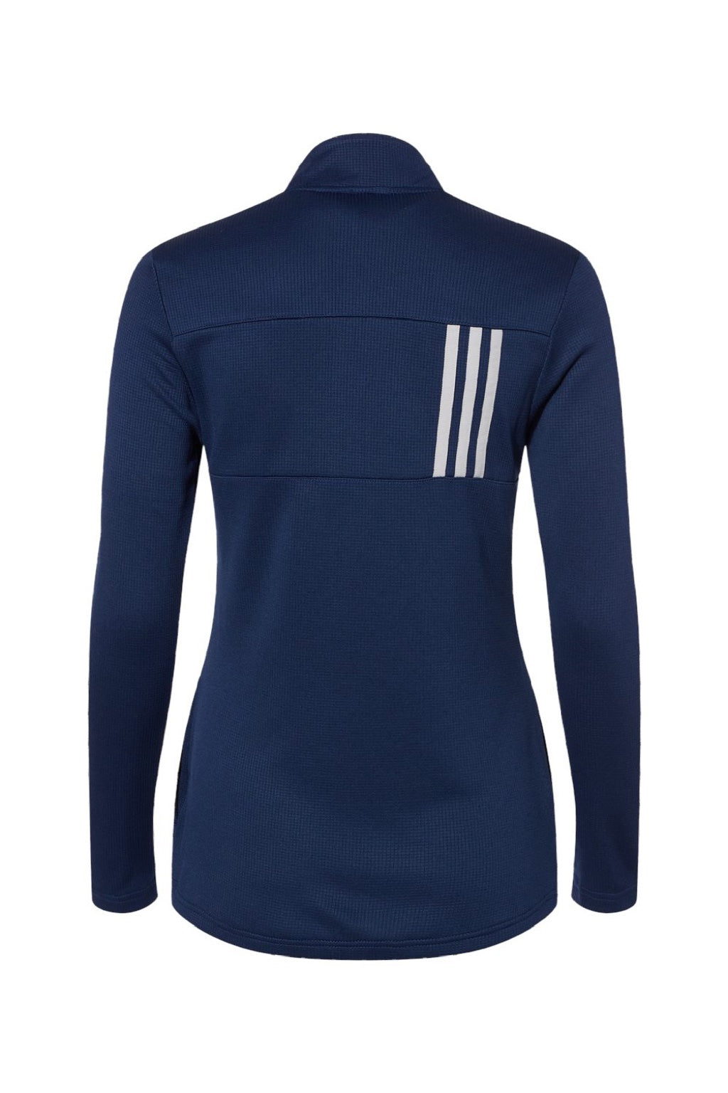 Adidas A483 Womens 3 Stripes Double Knit Moisture Wicking 1/4 Zip Sweatshirt w/ Pockets Team Navy Blue Flat Back
