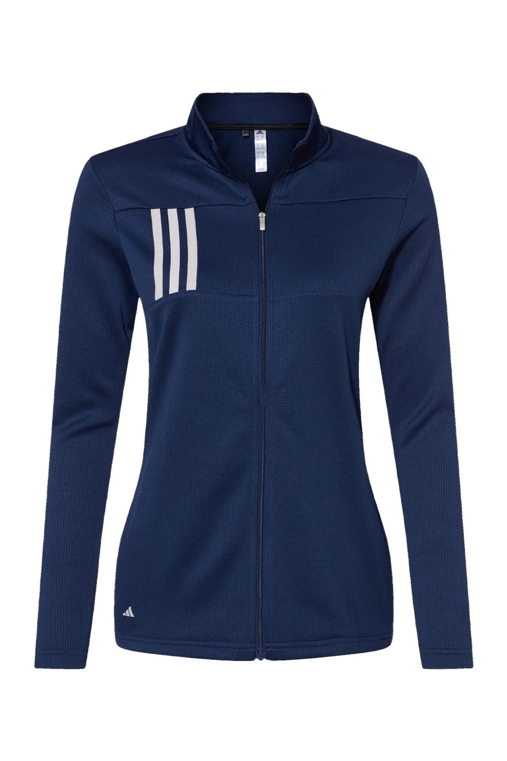 Adidas A483 Womens 3 Stripes Double Knit Moisture Wicking 1/4 Zip Sweatshirt w/ Pockets Team Navy Blue Flat Front