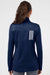 Adidas A483 Womens 3 Stripes Double Knit Moisture Wicking 1/4 Zip Sweatshirt w/ Pockets Team Navy Blue Model Back