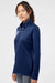 Adidas A483 Womens 3 Stripes Double Knit Moisture Wicking 1/4 Zip Sweatshirt Team Navy Blue/Grey Model Side