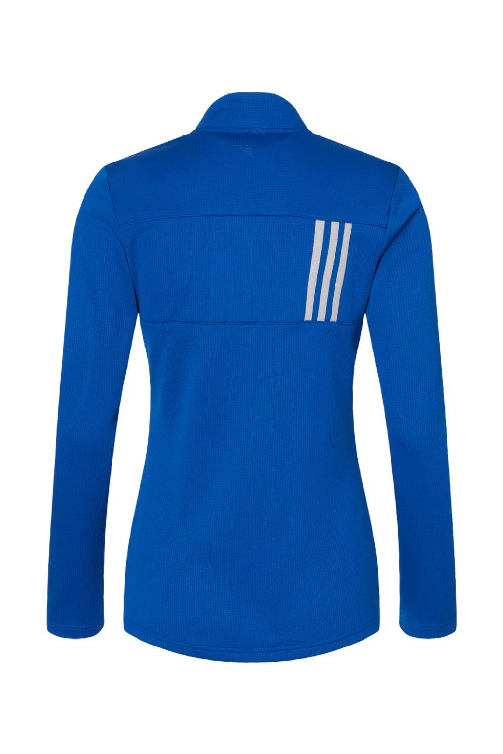 Adidas A483 Womens 3 Stripes Double Knit Moisture Wicking 1/4 Zip Sweatshirt w/ Pockets Team Royal Blue Flat Back