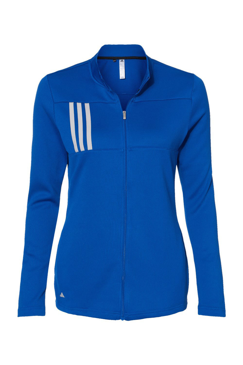Adidas A483 Womens 3 Stripes Double Knit Moisture Wicking 1/4 Zip Sweatshirt Team Royal Blue/Grey Flat Front