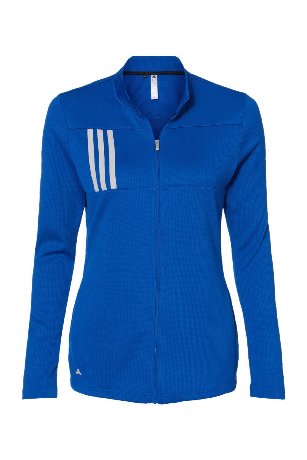 Adidas A483 Womens 3 Stripes Double Knit Moisture Wicking 1/4 Zip Sweatshirt w/ Pockets Team Royal Blue Flat Front