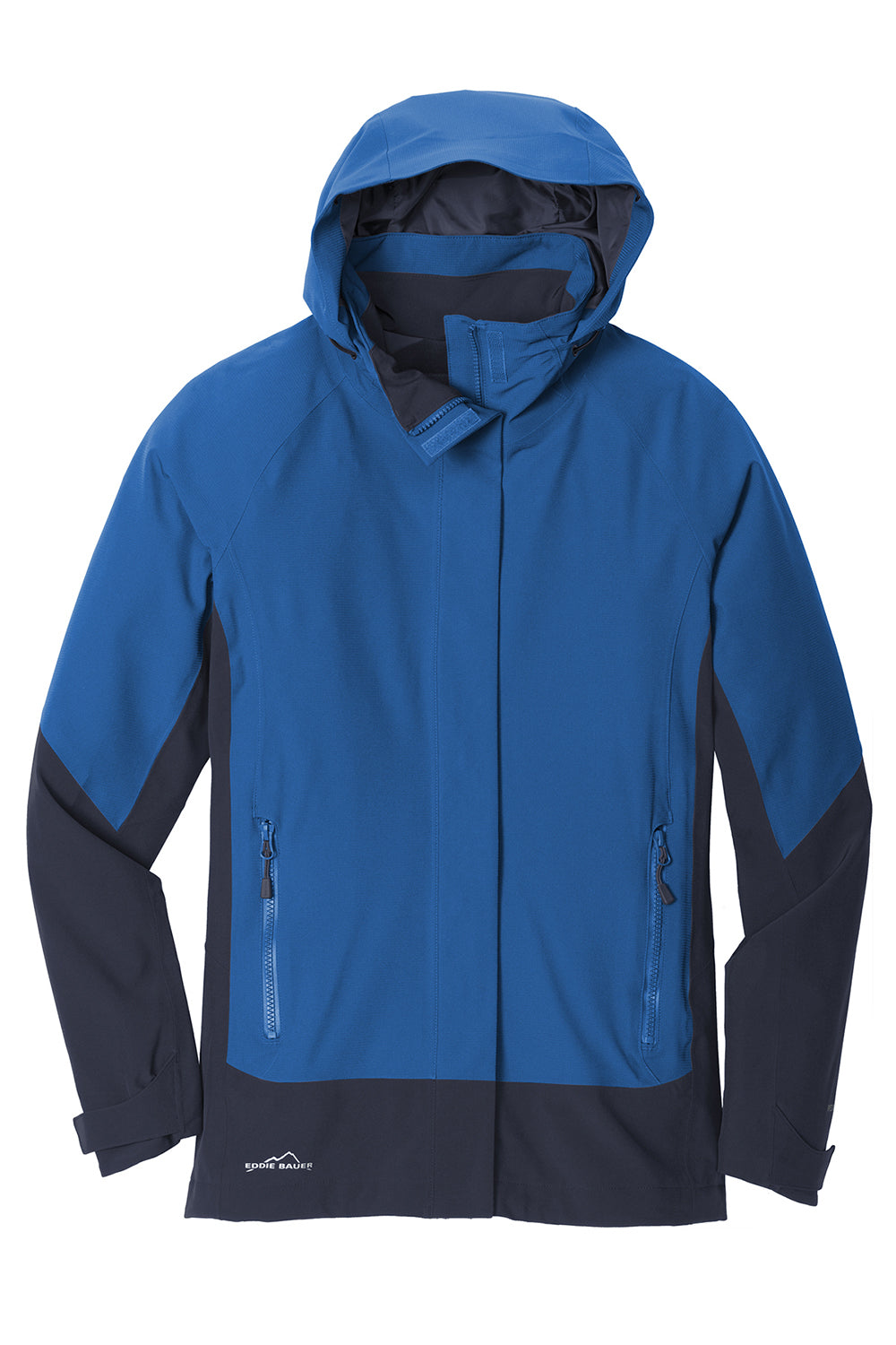 Eddie Bauer EB559 Womens WeatherEdge Waterproof Full Zip Hooded Jacket Cobalt Blue Flat Front