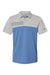 Adidas A508 Mens 3 Stripes Colorblock UPF 50+ Short Sleeve Polo Shirt Heather Grey/Heather Collegiate Royal Blue Flat Front