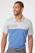 Adidas A508 Mens 3 Stripes Heathered Colorblocked Short Sleeve Polo Shirt Heather Grey/Heather Collegiate Royal Blue Model Front
