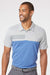 Adidas A508 Mens 3 Stripes Colorblock UPF 50+ Short Sleeve Polo Shirt Heather Grey/Heather Collegiate Royal Blue Model Front