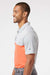 Adidas A508 Mens 3 Stripes Colorblock UPF 50+ Short Sleeve Polo Shirt Heather Grey/Heather Coral Model Side