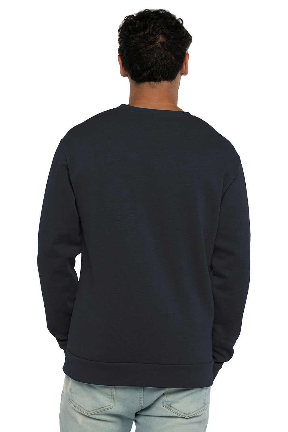 Next Level 9002NL Mens PCH Crewneck Sweatshirt Heather Midnight Navy Blue Model Back