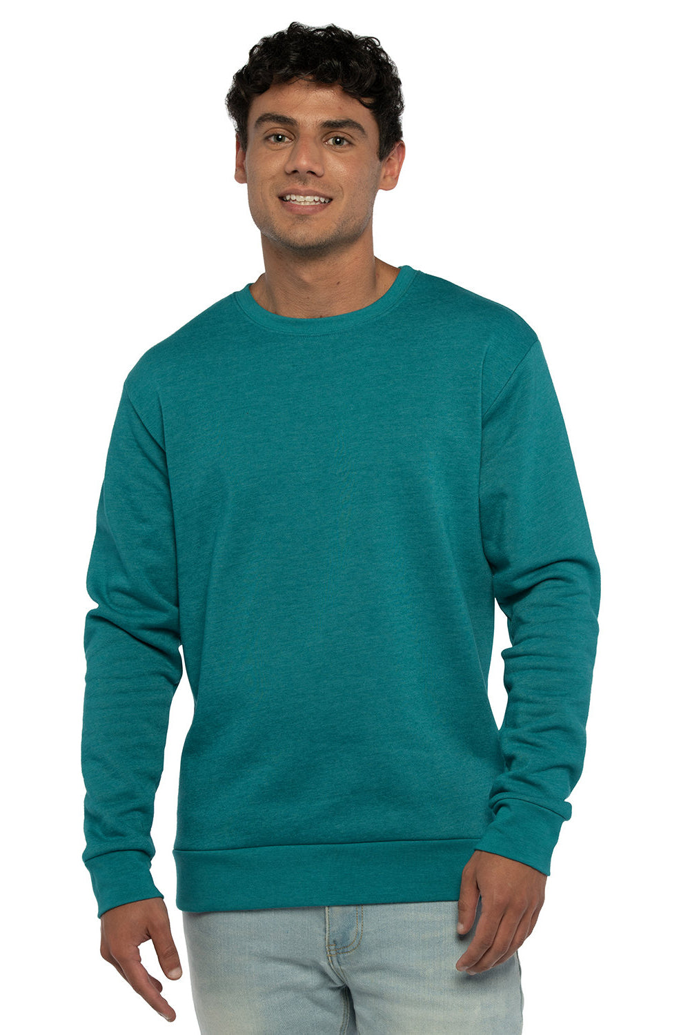 Next Level Mens PCH Crewneck Sweatshirt Heather Teal Green