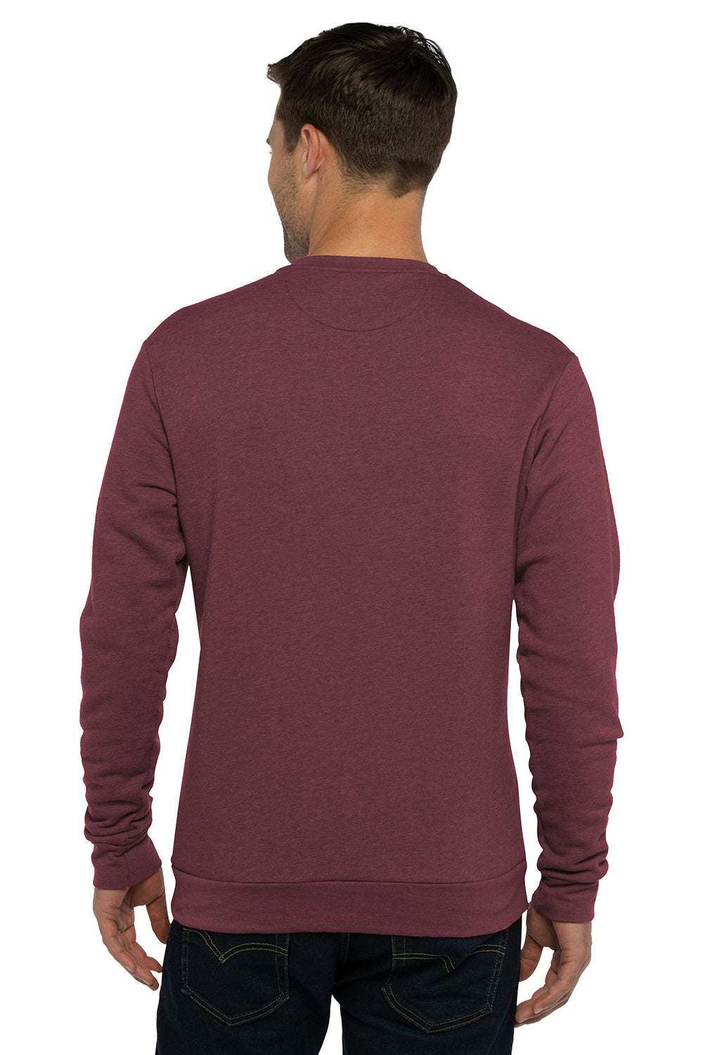 Next Level 9002NL Mens PCH Crewneck Sweatshirt Heather Maroon Model Back