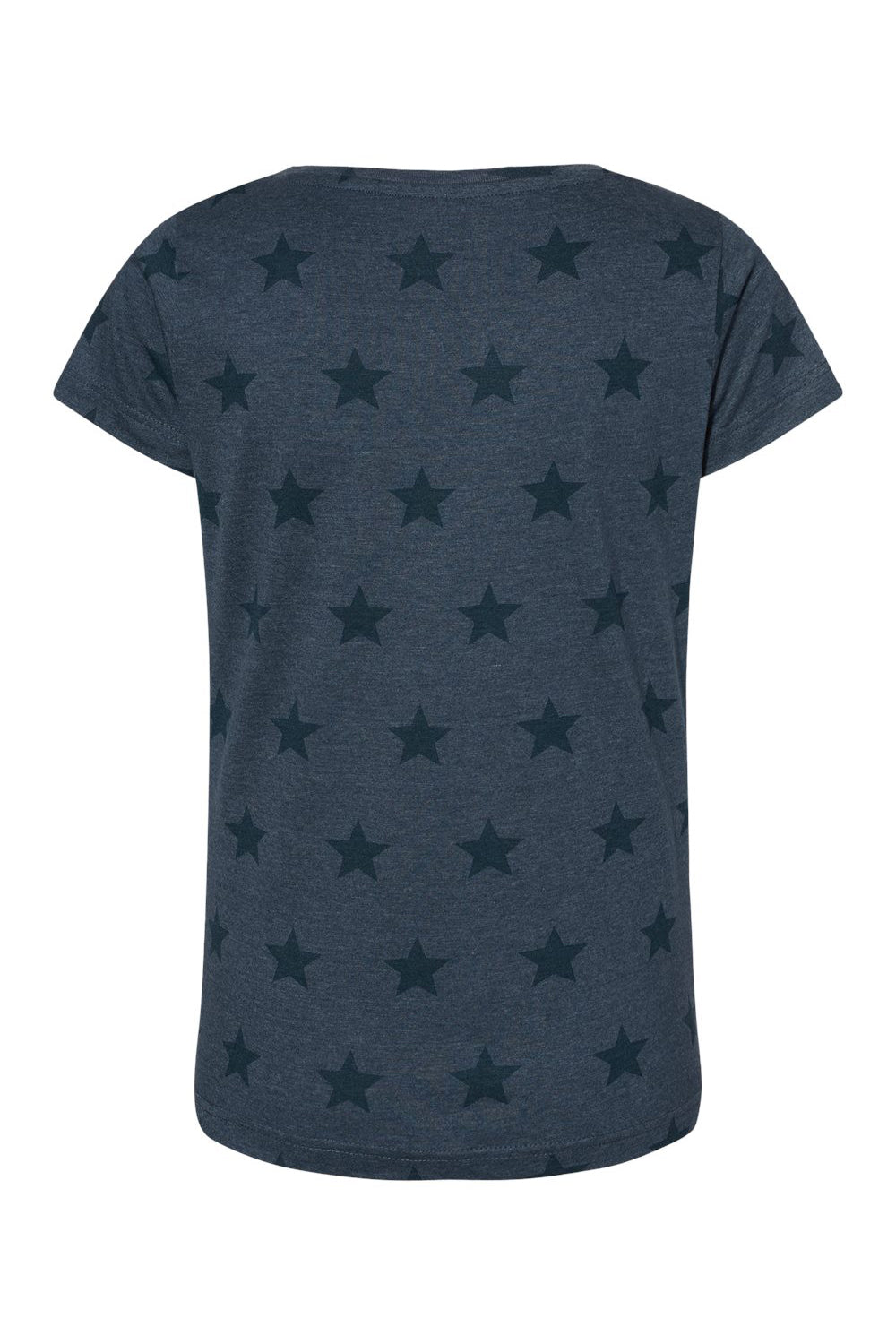 Code Five 3629 Womens Star Print Short Sleeve Scoop Neck T-Shirt Denim Blue Flat Back