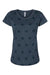 Code Five 3629 Womens Star Print Short Sleeve Scoop Neck T-Shirt Denim Blue Flat Front