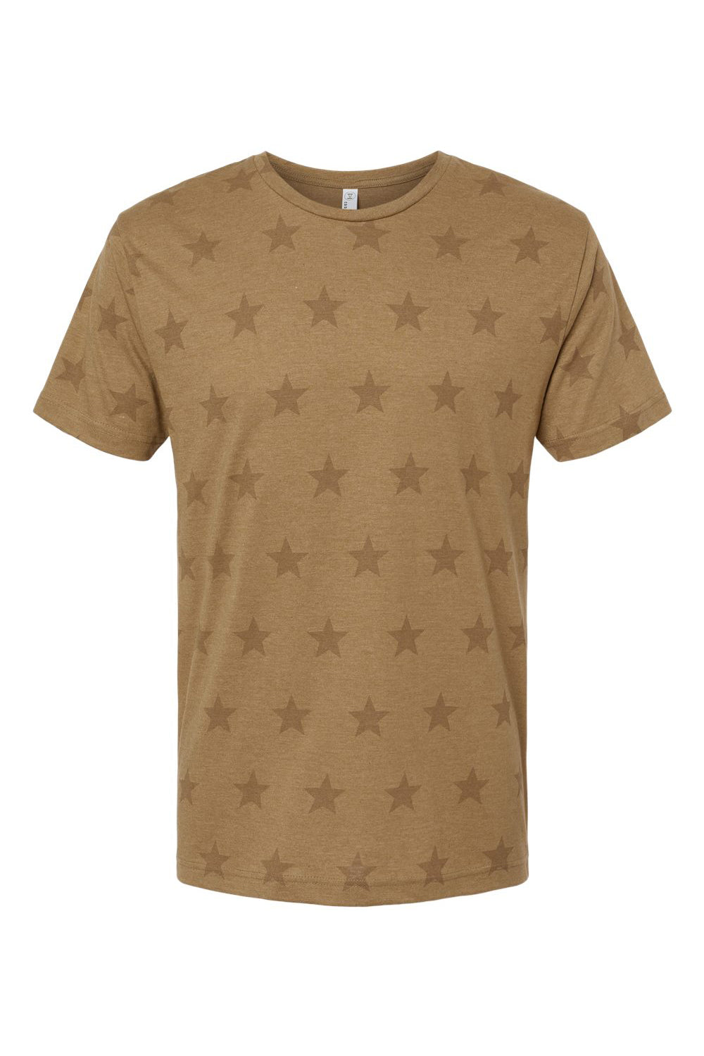 Code Five 3929 Mens Star Print Short Sleeve Crewneck T-Shirt Coyote Brown Flat Front