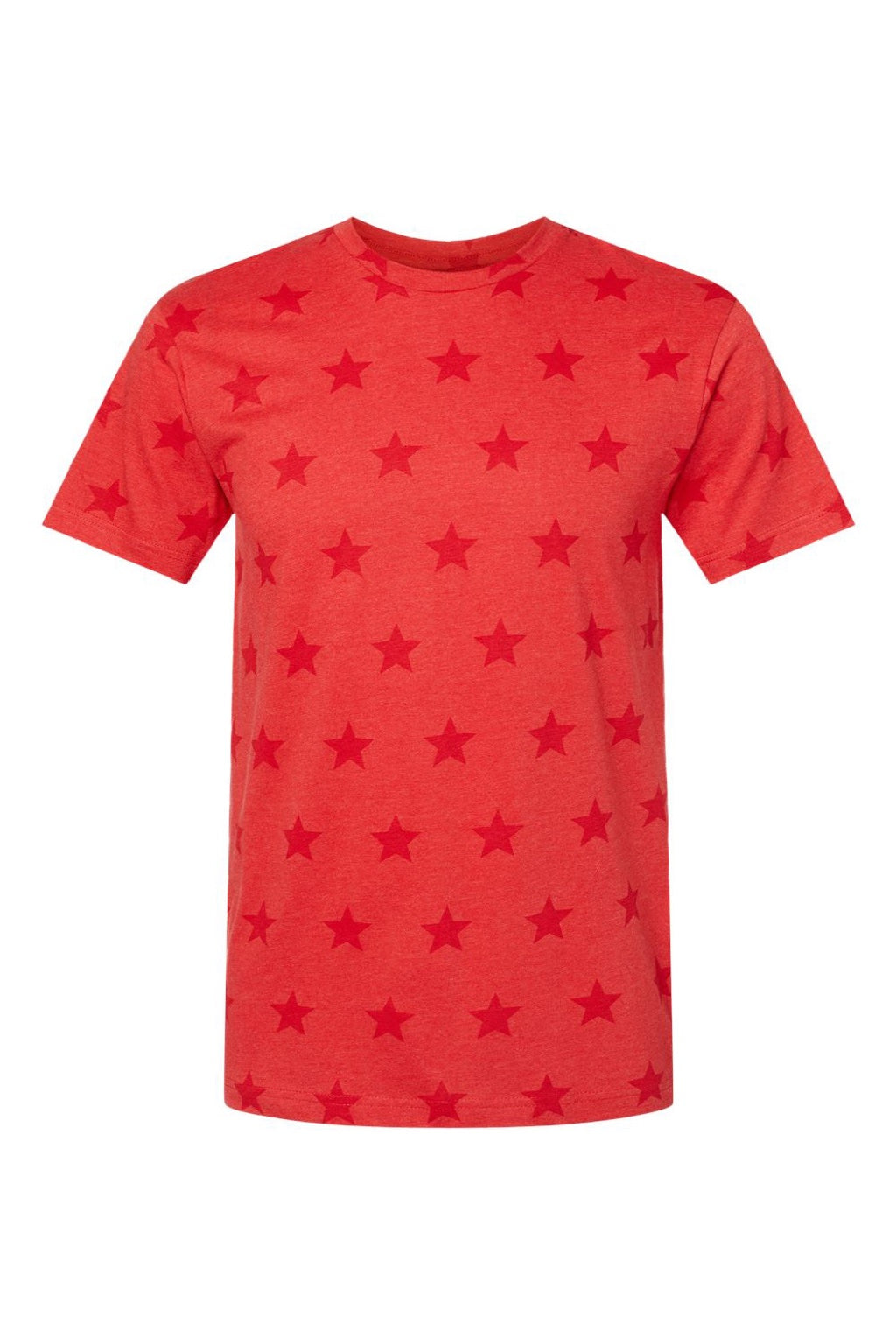 Code Five 3929 Mens Star Print Short Sleeve Crewneck T-Shirt Red Star Flat Front
