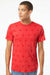 Code Five 3929 Mens Star Print Short Sleeve Crewneck T-Shirt Red Star Model Front