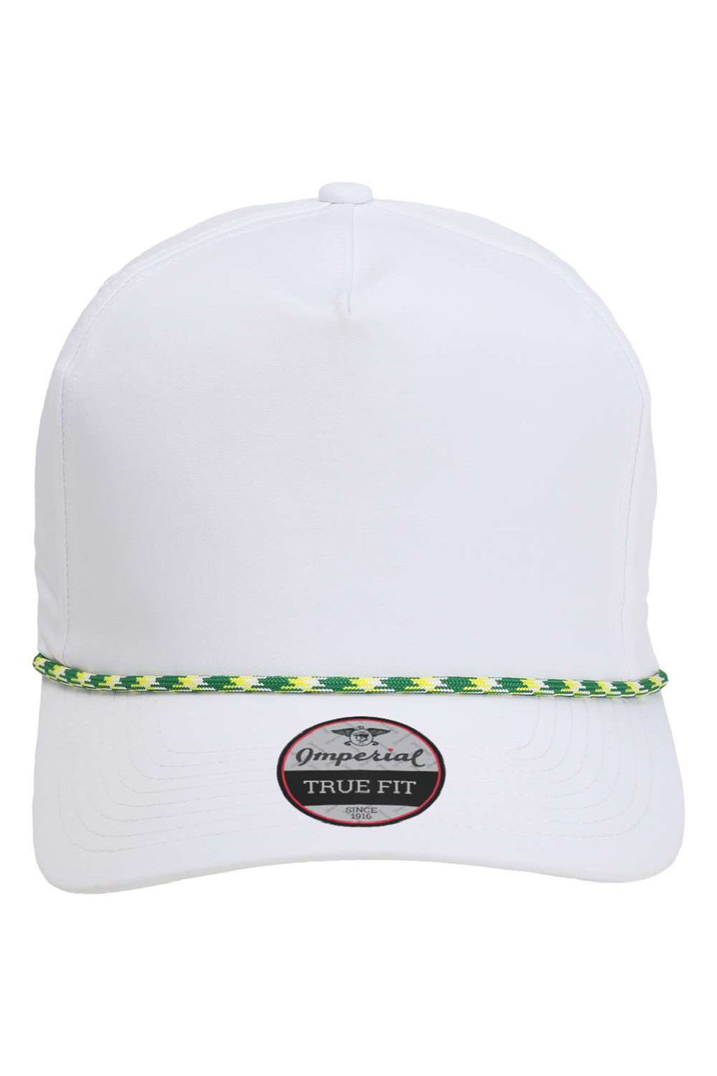 Imperial Hats 5054 Mens The Wrightson Moisture Wicking Snapback Hat White/Green-Yellow Flat Front