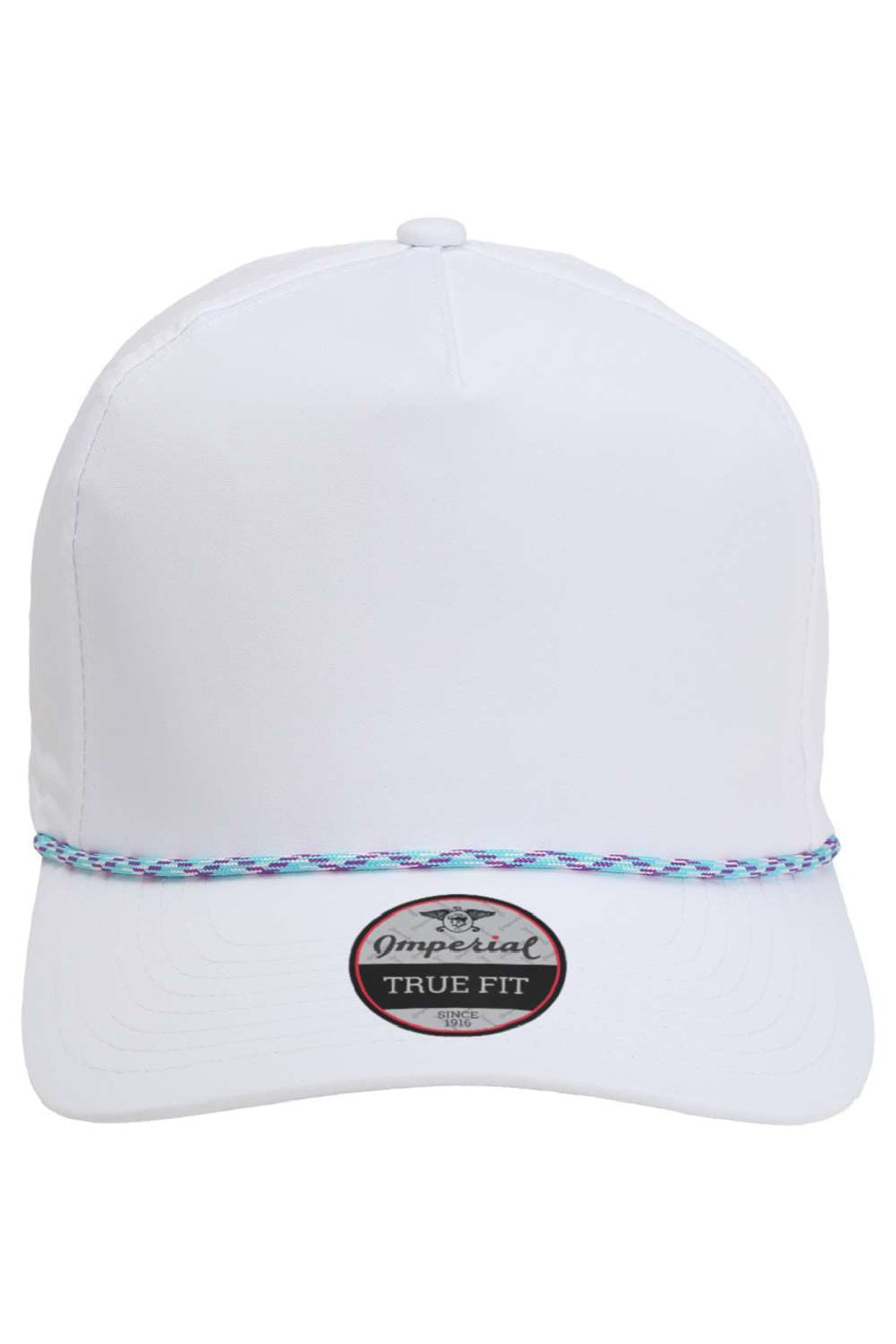 Imperial Hats 5054 Mens The Wrightson Moisture Wicking Snapback Hat White/Teal-Purple Flat Front