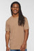 LAT 6902 Mens Vintage Wash Short Sleeve Crewneck T-Shirt Coyote Brown Model Front