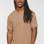 LAT Mens Vintage Wash Short Sleeve Crewneck T-Shirt - Coyote Brown