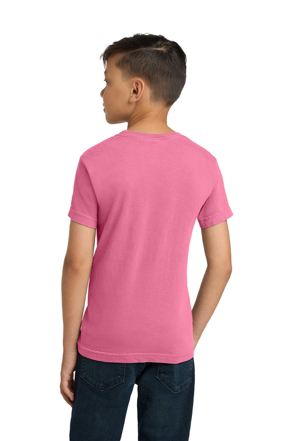 Comfort Colors 9018 Youth Short Sleeve Crewneck T-Shirt Crunchberry Pink Model Back