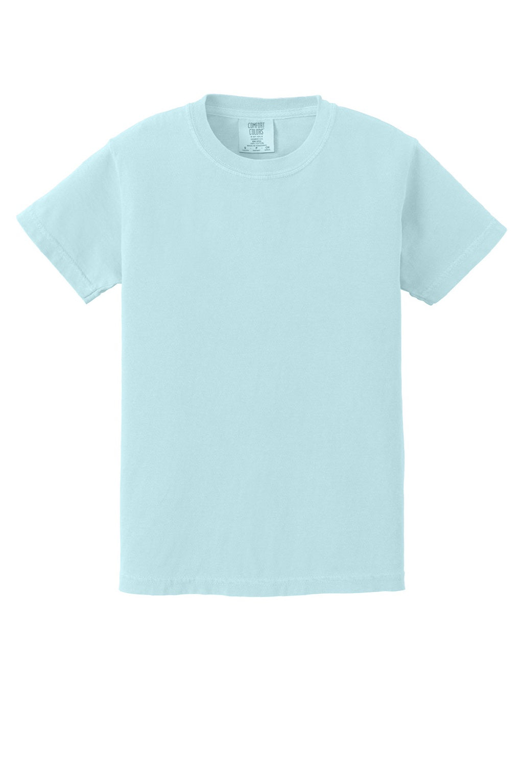 Comfort Colors 9018 Youth Short Sleeve Crewneck T-Shirt Chambray Blue Flat Front