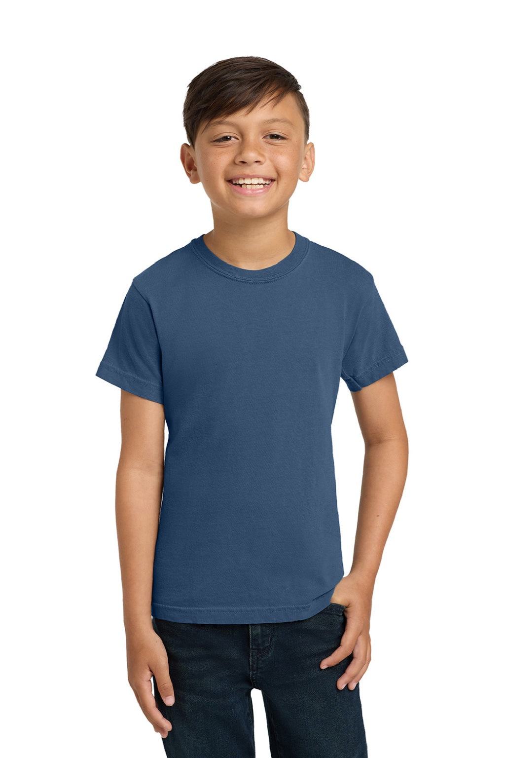 Comfort Colors 9018 Youth Short Sleeve Crewneck T-Shirt China Blue Model Front