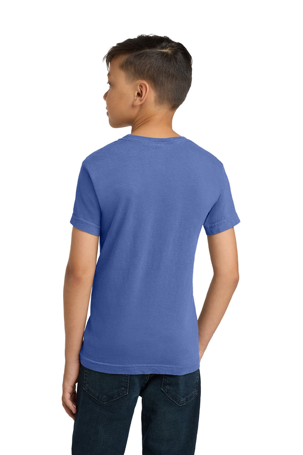 Comfort Colors 9018 Youth Short Sleeve Crewneck T-Shirt Flo Blue Model Back