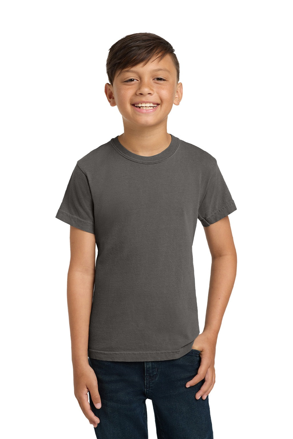Comfort Colors 9018 Youth Short Sleeve Crewneck T-Shirt Grey Model Front
