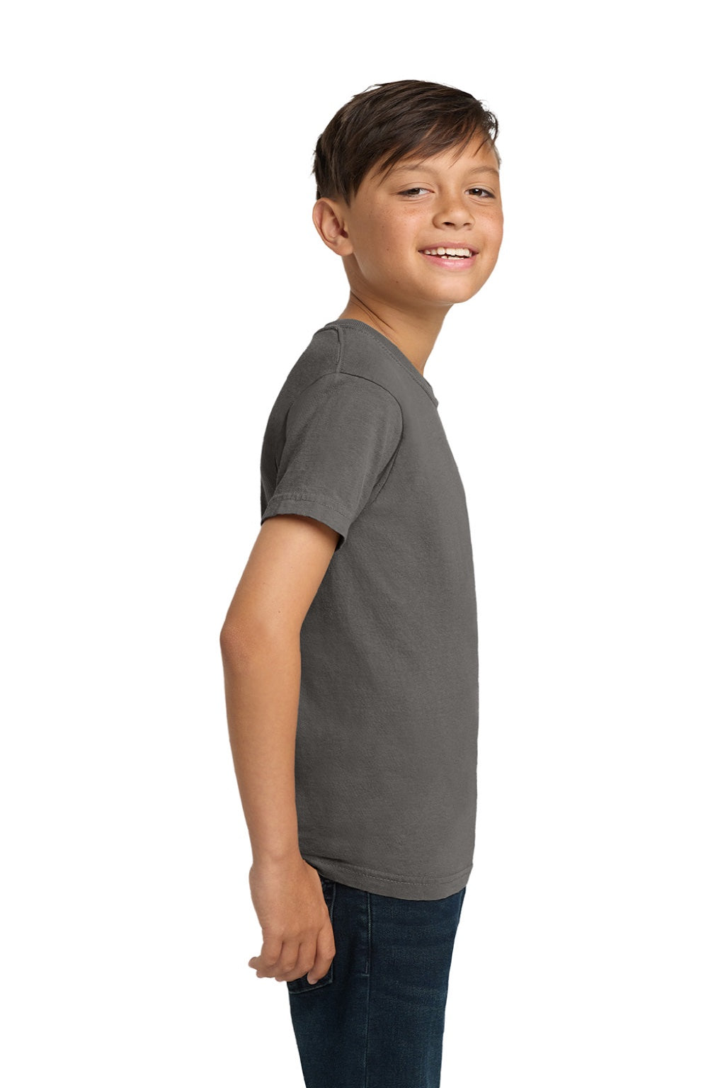 Comfort Colors 9018 Youth Short Sleeve Crewneck T-Shirt Grey Model Side