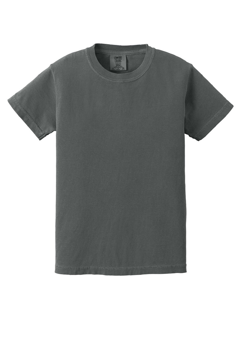 Comfort Colors 9018 Youth Short Sleeve Crewneck T-Shirt Pepper Grey Flat Front