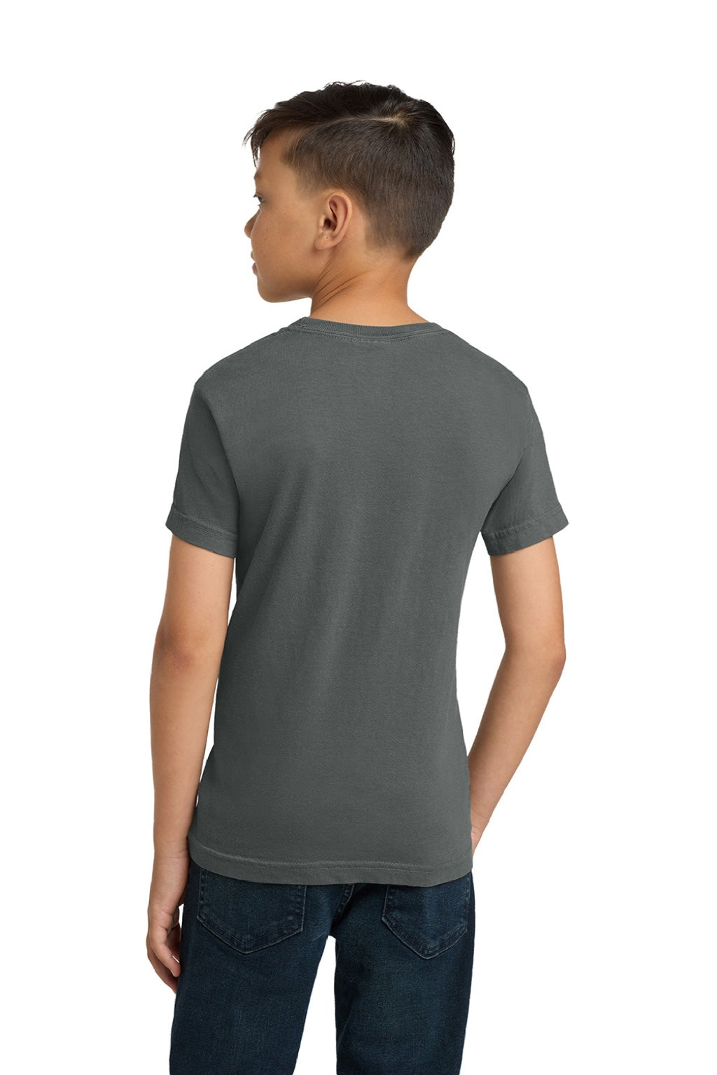 Comfort Colors 9018 Youth Short Sleeve Crewneck T-Shirt Pepper Grey Model Back