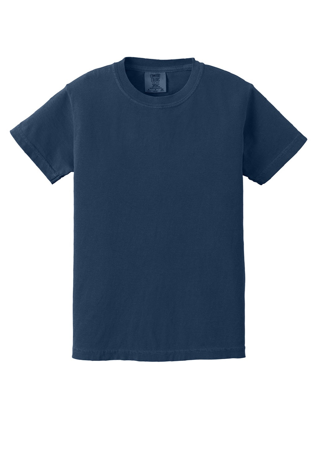 Comfort Colors 9018 Youth Short Sleeve Crewneck T-Shirt True Navy Blue Flat Front