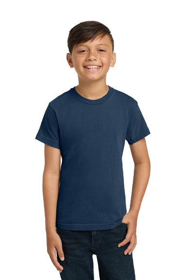 Comfort Colors 9018 Youth Short Sleeve Crewneck T-Shirt True Navy Blue Model Front