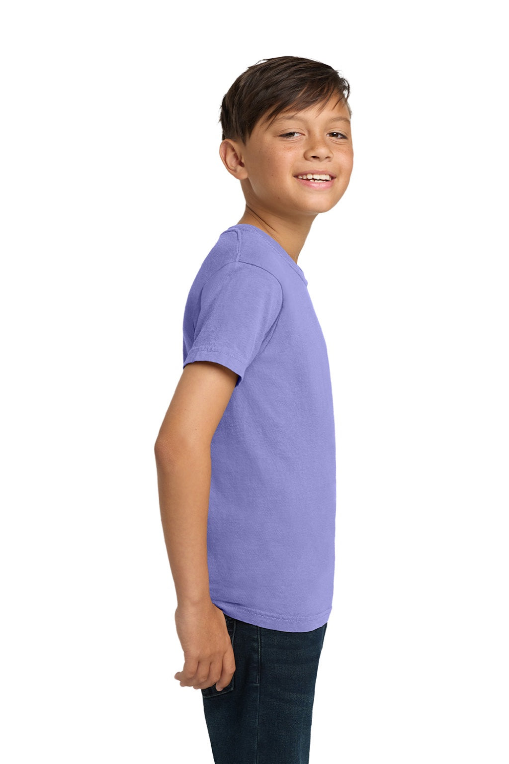 Comfort Colors 9018 Youth Short Sleeve Crewneck T-Shirt Violet Purple Model Side