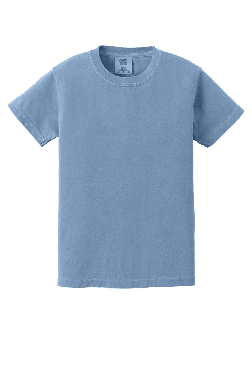 Comfort Colors 9018 Youth Short Sleeve Crewneck T-Shirt Washed Denim Blue Flat Front