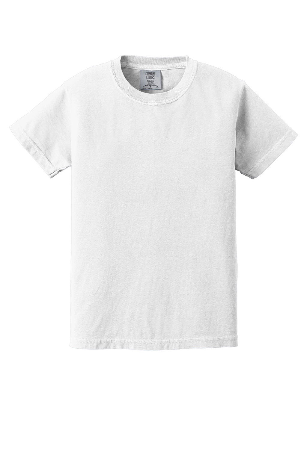 Comfort Colors 9018 Youth Short Sleeve Crewneck T-Shirt White Flat Front