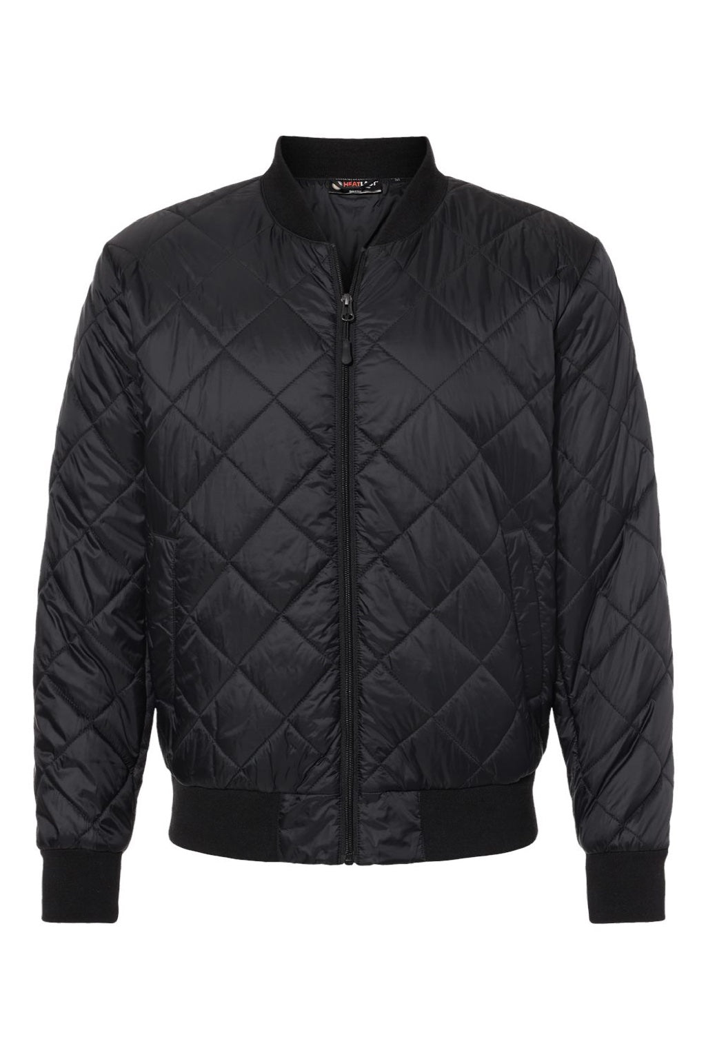 Weatherproof 21752 Mens HeatLast Quilted Packable Wind & Water Resistant Full Zip Bomber Jacket Black Flat Front