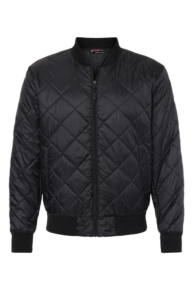 Weatherproof 21752 Mens HeatLast Quilted Packable Wind & Water Resistant Full Zip Bomber Jacket Black Flat Front