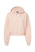 MV Sport W21751 Womens Sueded Fleece Crop Hooded Sweatshirt Hoodie Cameo Pink Flat Front