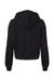 MV Sport W21751 Womens Sueded Fleece Crop Hooded Sweatshirt Hoodie Black Flat Back
