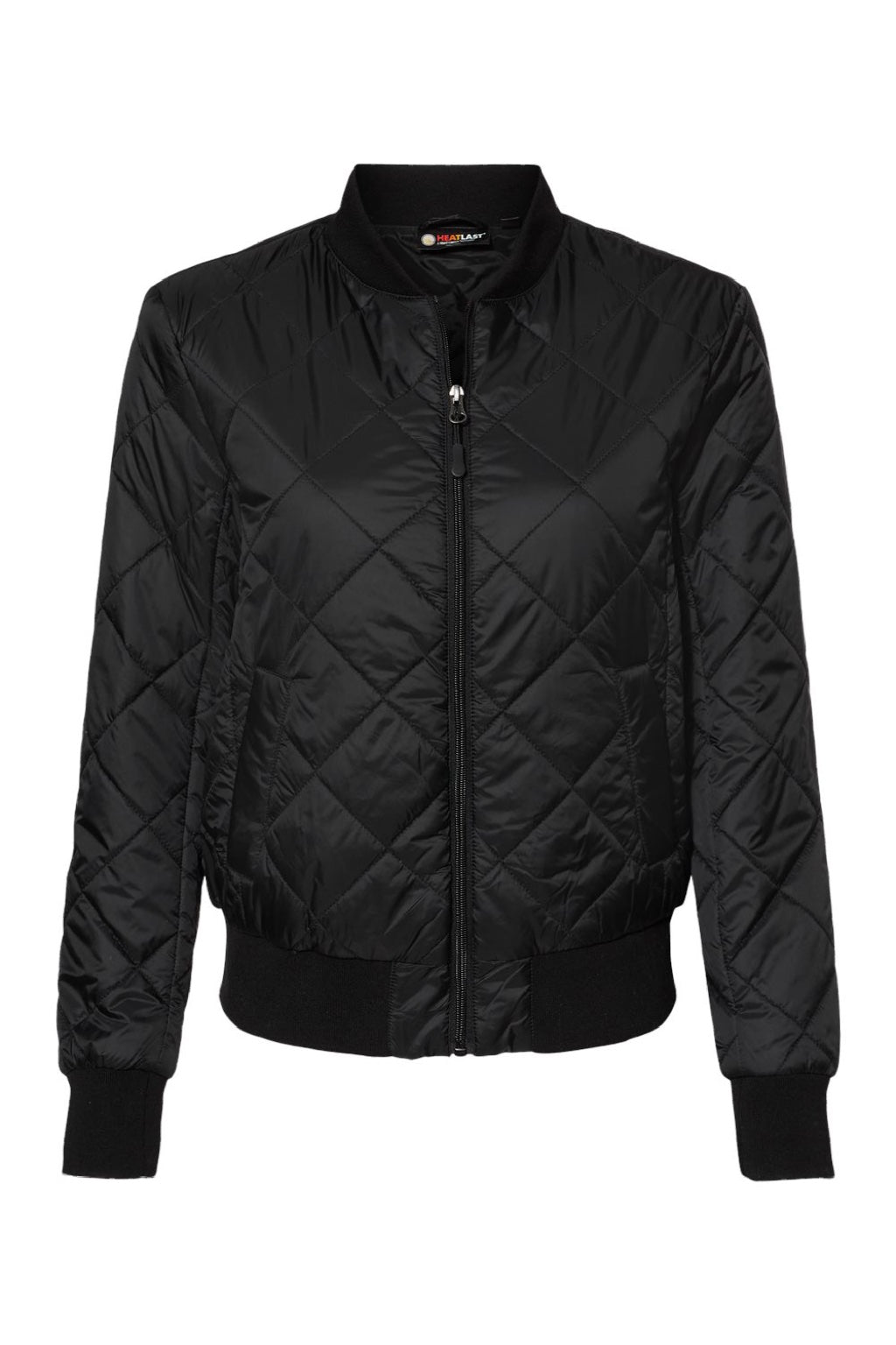 Weatherproof W21752 Womens HeatLast Quilted Packable Wind & Water Resistant Full Zip Bomber Jacket Black Flat Front