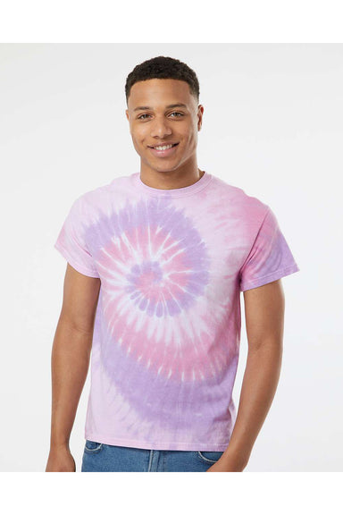 Dyenomite 200TI Mens Tide Tie Dyed Short Sleeve Crewneck T-Shirt Sweetheart Model Front