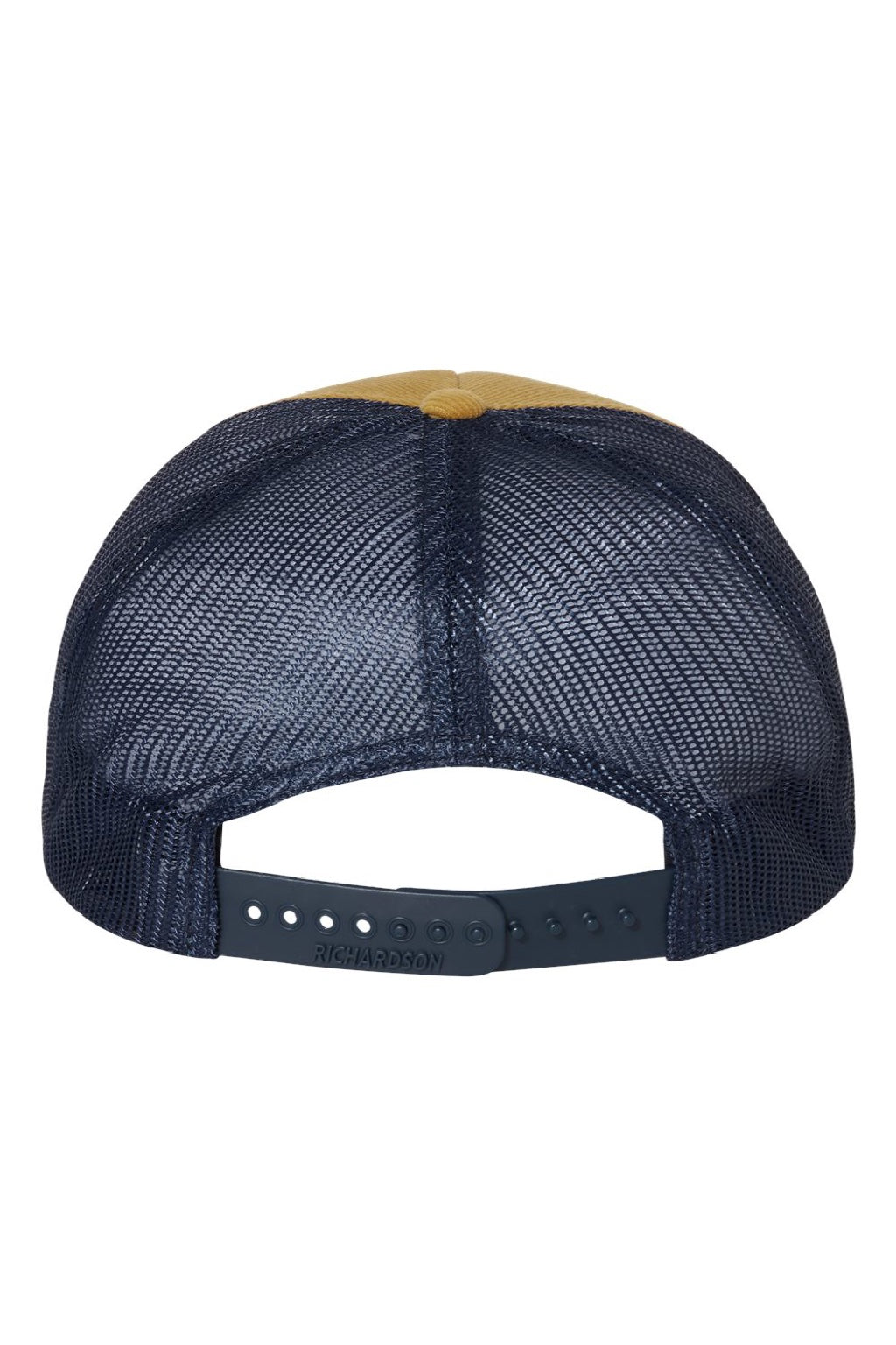 Richardson Hats 930 Mens Troutdale Corduroy Snapback Trucker Hat Amber Gold/Navy Blue Flat Back