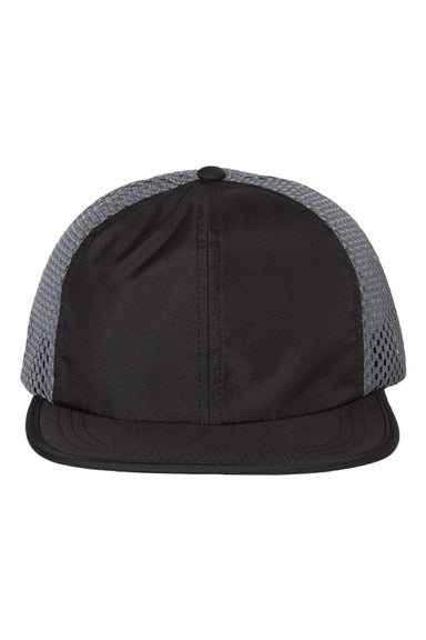 Richardson Hats 935 Mens Rogue Wide Set Mesh Back Moisture Wicking Adjustable Hat Black/Charcoal Grey Flat Front